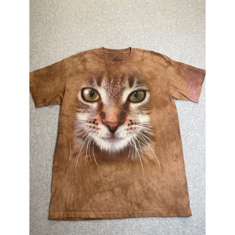 The Mountain Cat Face Graphic Tee Brown Tie Dye XL Short Sleeve T-Shirt